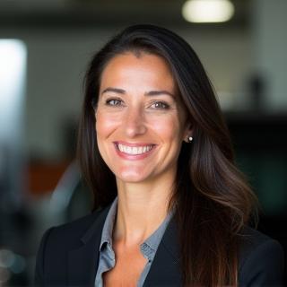 Headshot of Elena Bianchi, smiling and confident, an engineer focused on automotive design.